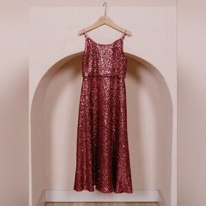 Revelry Girls Rose Gold Sequin Formal Dress